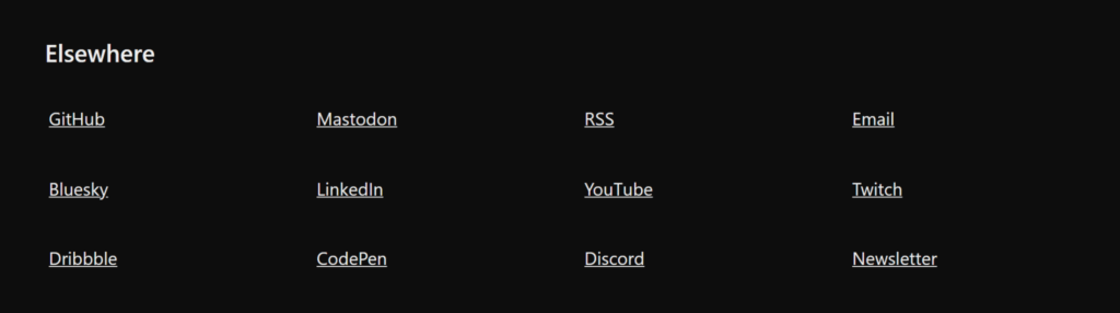 A four-by-three grid of links.