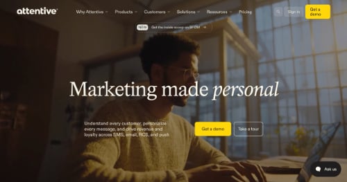 Home page of Attentive