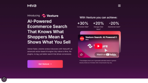 Web page for Miva Vexture