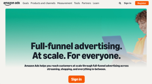 Web page of Amazon Ads