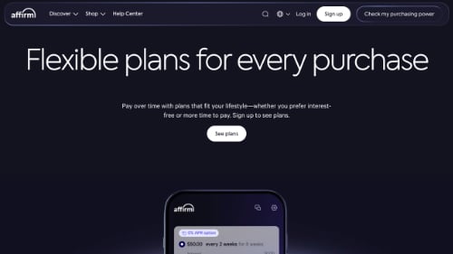 Home page of Affirm