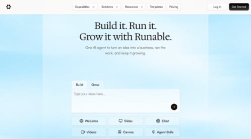 Home page of Runable