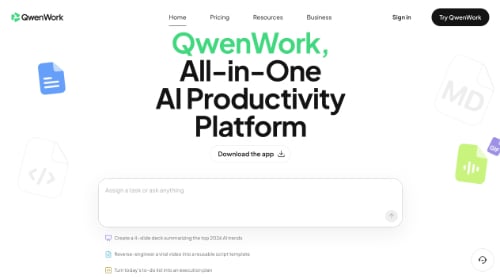 Home page for QwenWork