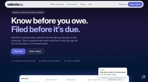 Web page of SalesTaxx