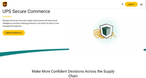 Web page for UPS Secure Commerce